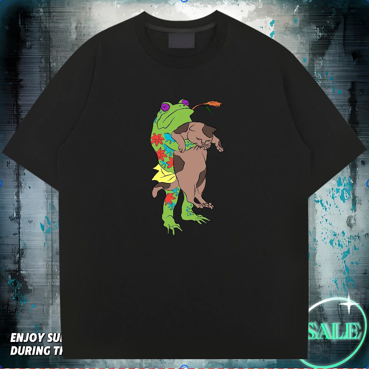 2024 Designer Man T Shirts 230g Cotton Frog Daily Outfit Tops Tees Short Sleeve Soft Unisex Men Tshirts Custom Anime