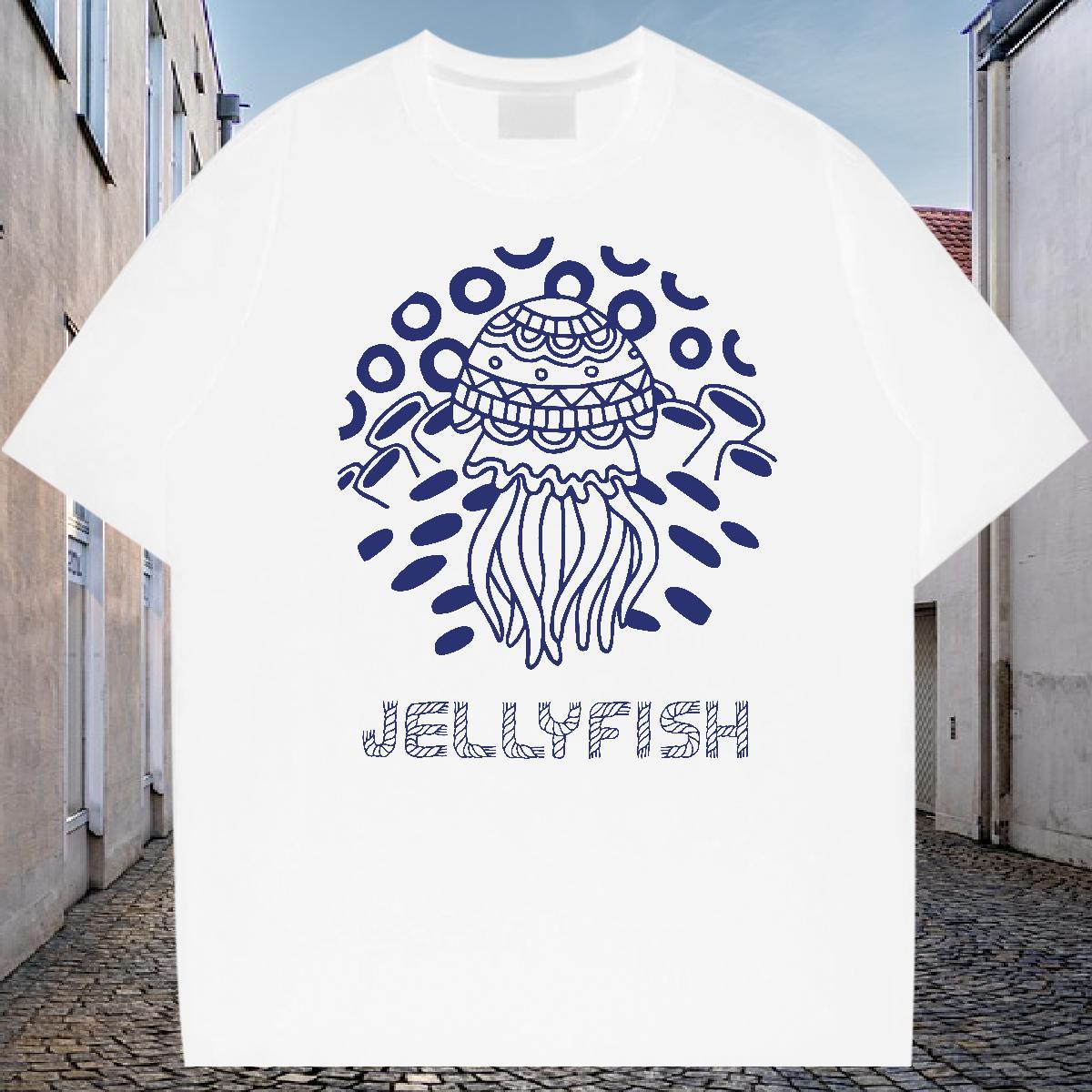 Designer Fashion T-Shirts for Men 230g Cotton jellyfish Daily Outfit Clothes Breathable Short Sleeve TOP Quality Tshirt for Man Woman DIY Anime