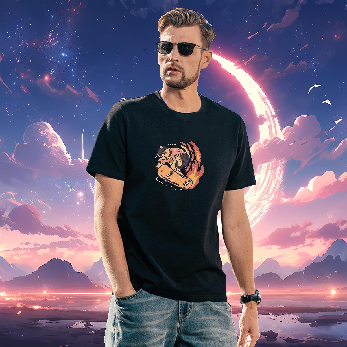 Casual New T Shirts Men 230g Pure Cotton cute Casual Daily Wear Tees Breathable Crew Neck Cool Design Men Tops Tees Oversized 4XL