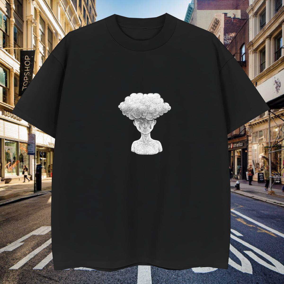 T Shirts Men 230g Cotton painting Spring Summer Crew Neck Breathable Black Oversized Tshirts Factory Direct Free Shipping Top Tees