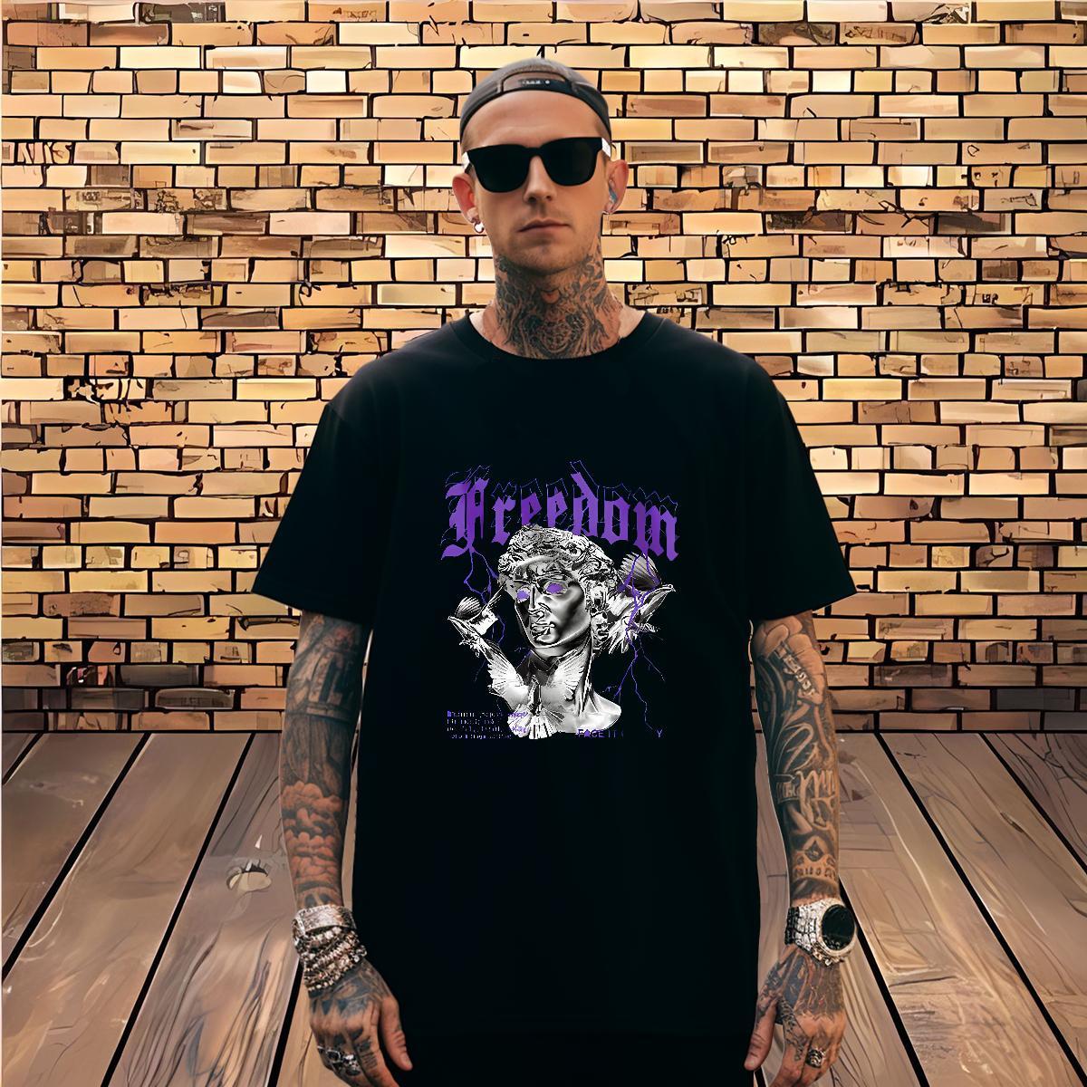 Men T Shirts 230g Pure Cotton portrait Outdoor Round Neck Short Sleeve Customized Couples T Shirts Fashion New Comfortable Wear