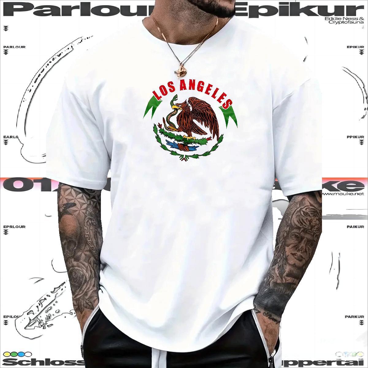 DIY T shirt 230g 100% Cotton eagle Casual Beach Tops O-Neck Short Sleeve Loose Fit Mens Tshirts Cartoon Printing L-4XL