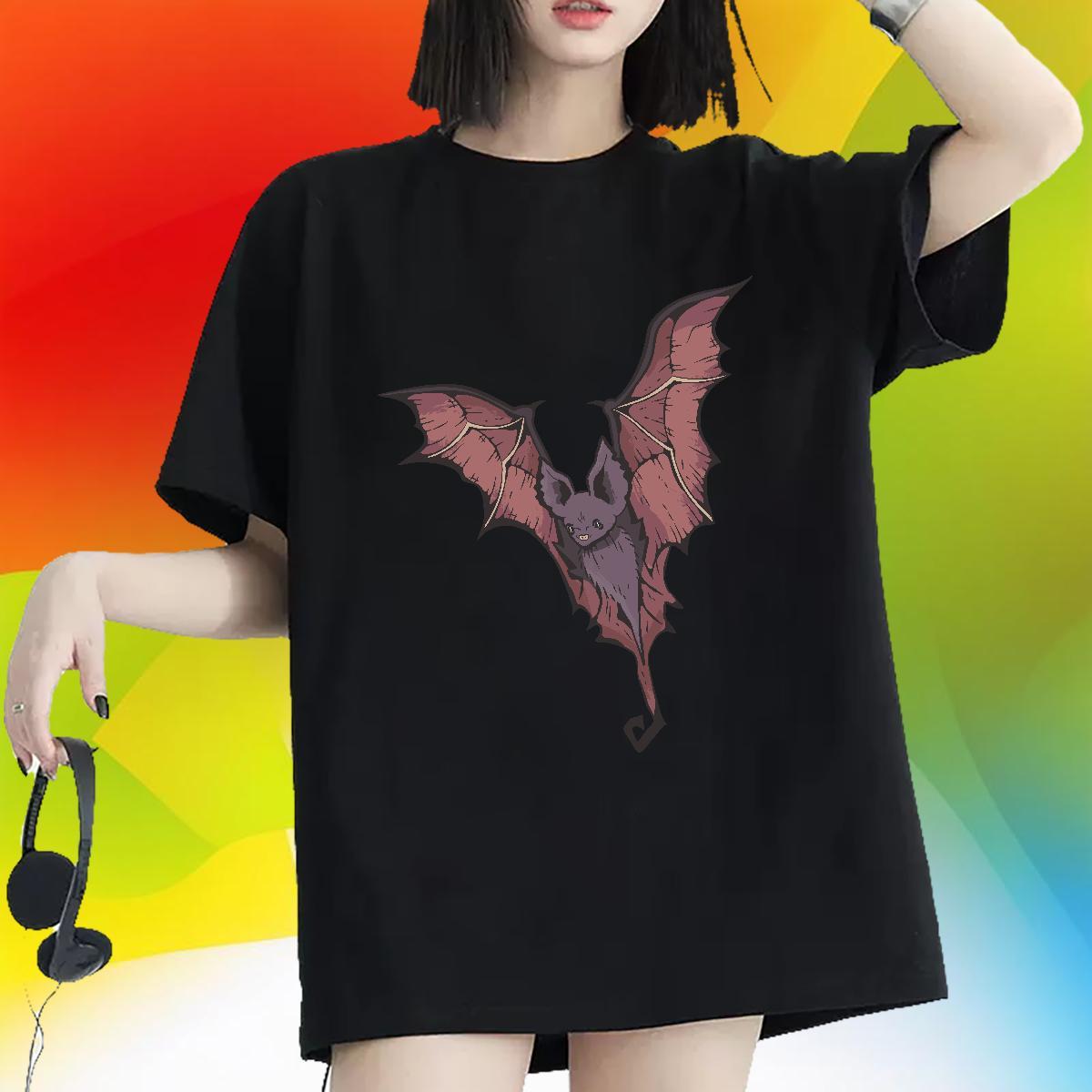 Loose Women T Shirts Breathable Crew Neck Tshirt for Man Woman DIY Anime bat Daily Outfit 100% Cotton 230g 2024 Casual Tops Tees