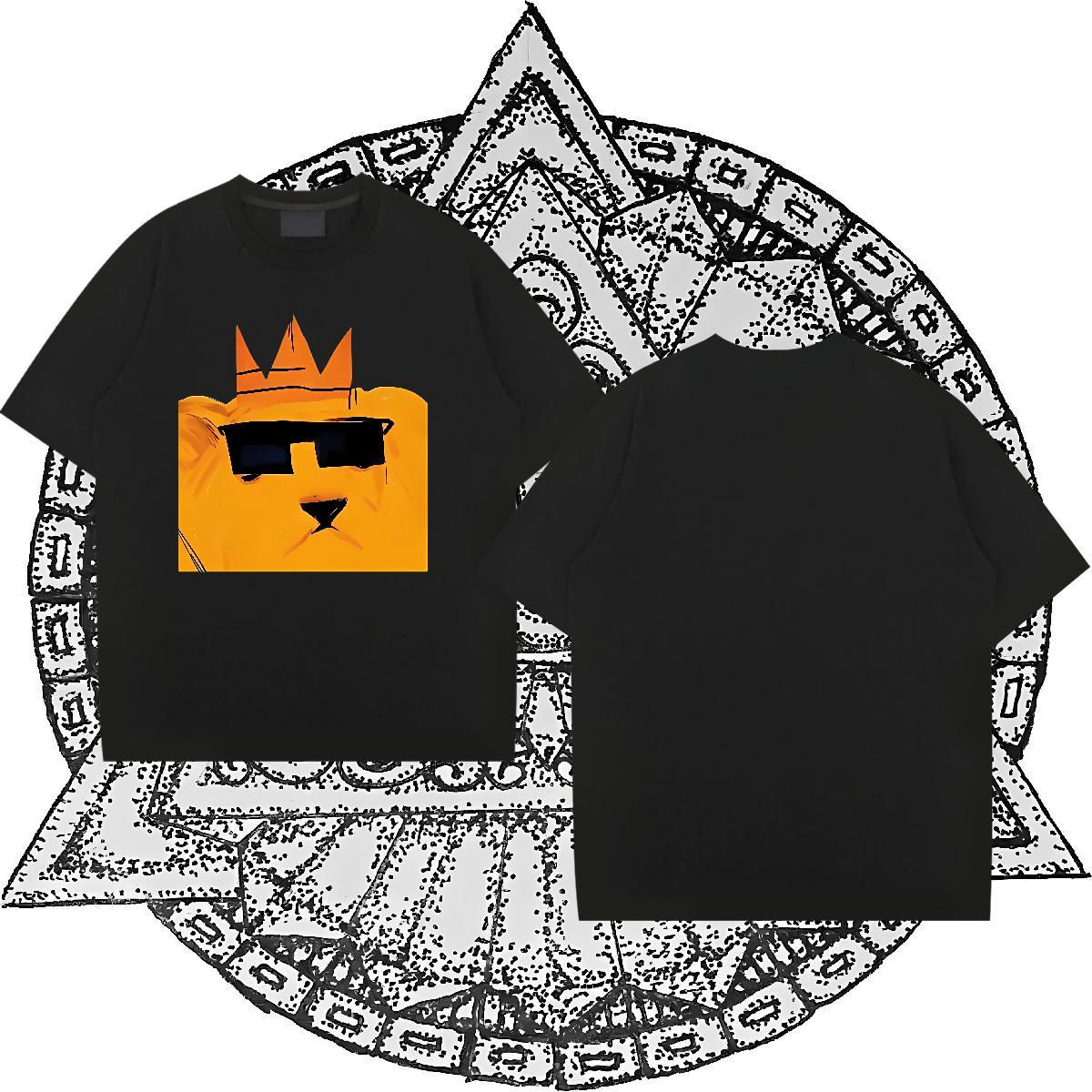 2024 Designer T shirt 230g Cotton lion Summer Casual Clothings Breathable Loose Couples T Shirts Black White