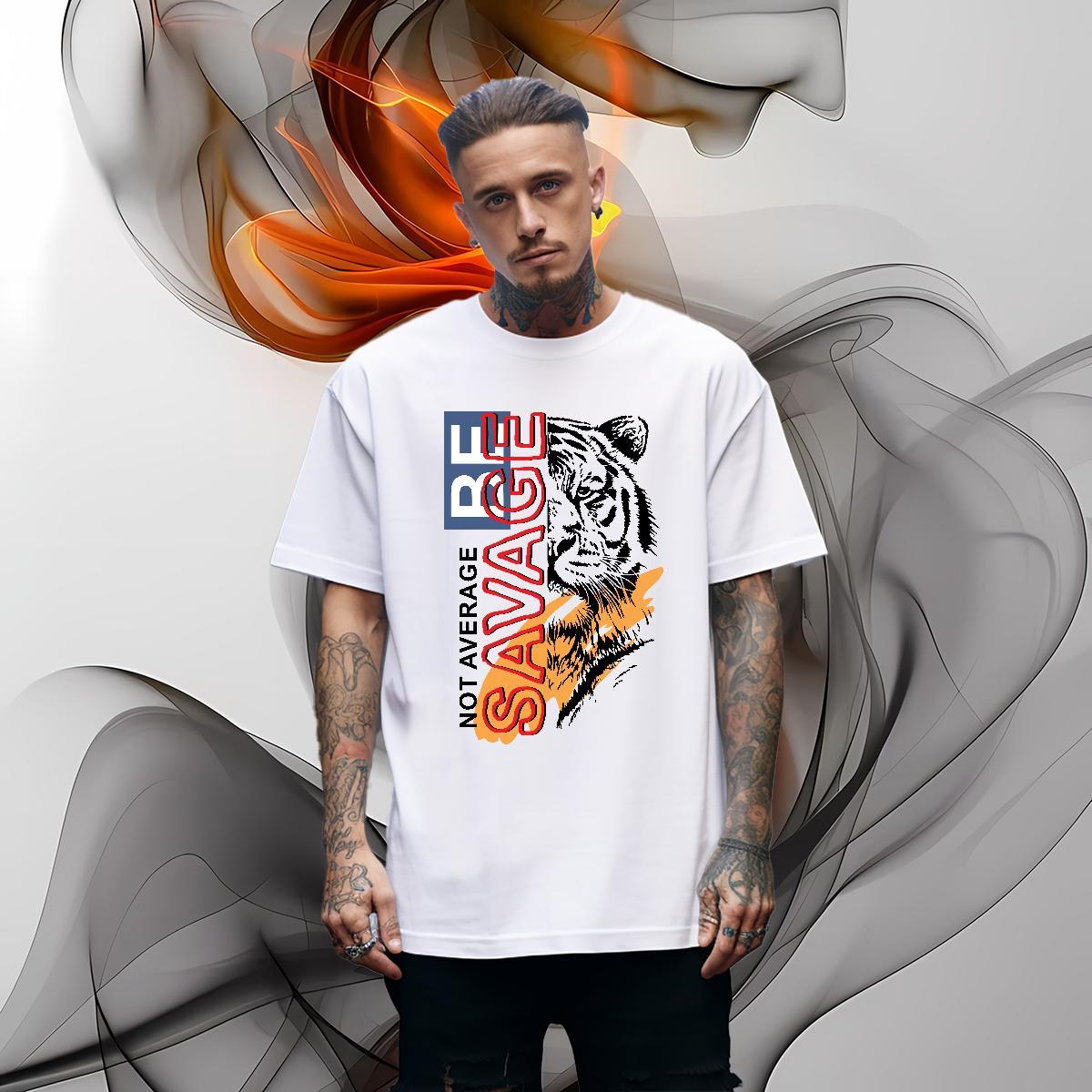 Fashion Designer T-Shirts for Men 230g 100% Cotton tiger High Street Hip Hop Tee Shirt Breathable Short Sleeve Free Shipping Men Clothes T-Shirt Graph