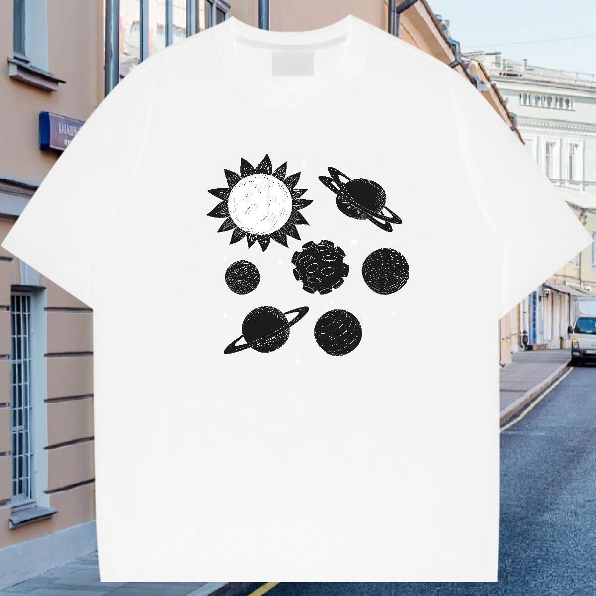 T shirt 230g Cotton planet Street wear Hip Hop Short Sleeve Soft Custom Printed Men Tops Tees DIY Customized Classic Tops Shirt