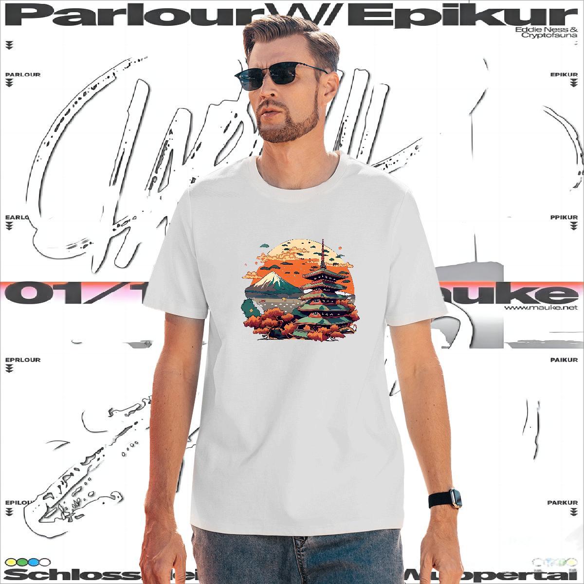 Brand Men Tshirts 230g 100% Cotton Tower Man T Shirts Casual Beach Breathable Short Sleeve White Plus Size DIY Polos