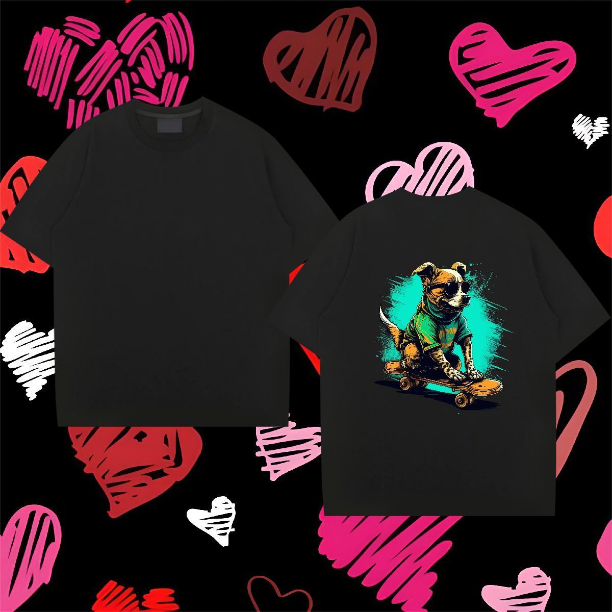 New T-Shirts 230g Pure Cotton dog Casual Tshirts O Neck Short Sleeves Comfortable Men Tees Oversized 3XL 4XL