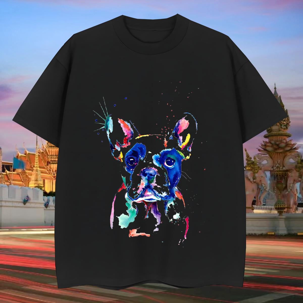 Man T Shirts 100% Cotton 230g coloful dog Summer Casual O Neck Short Sleeves Custom Print Oversized Mens Tshirts 2024 Designer Free Shipping Tops Shir