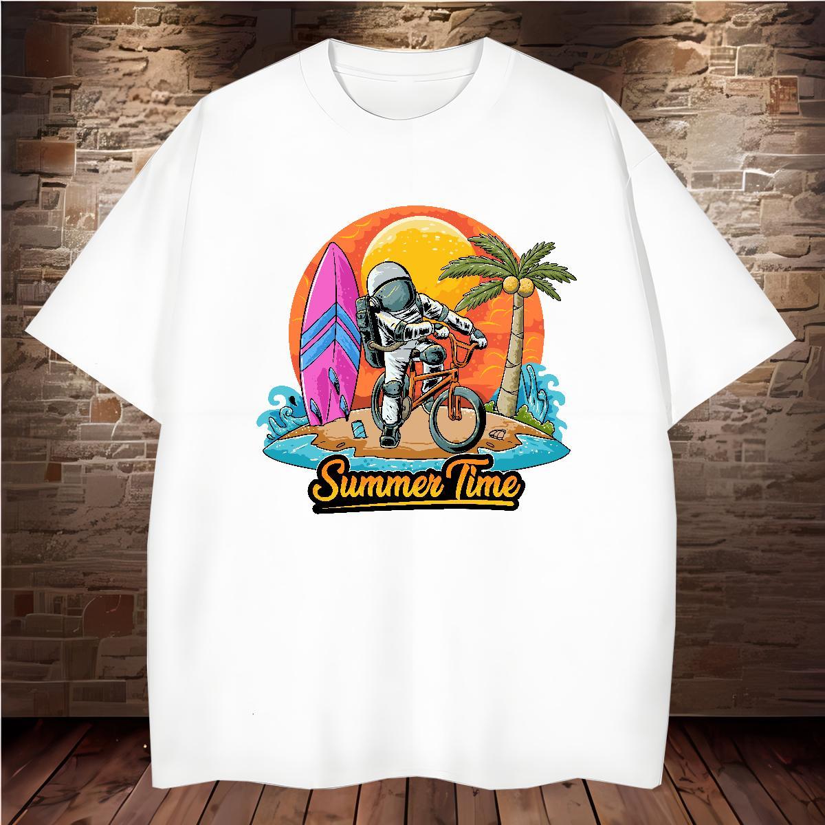 Man T Shirts 100% Cotton 230g universe Casual Daily Wear O-Neck Short Sleeve Oversized Men Tops Tees Designer Classic Tshirts