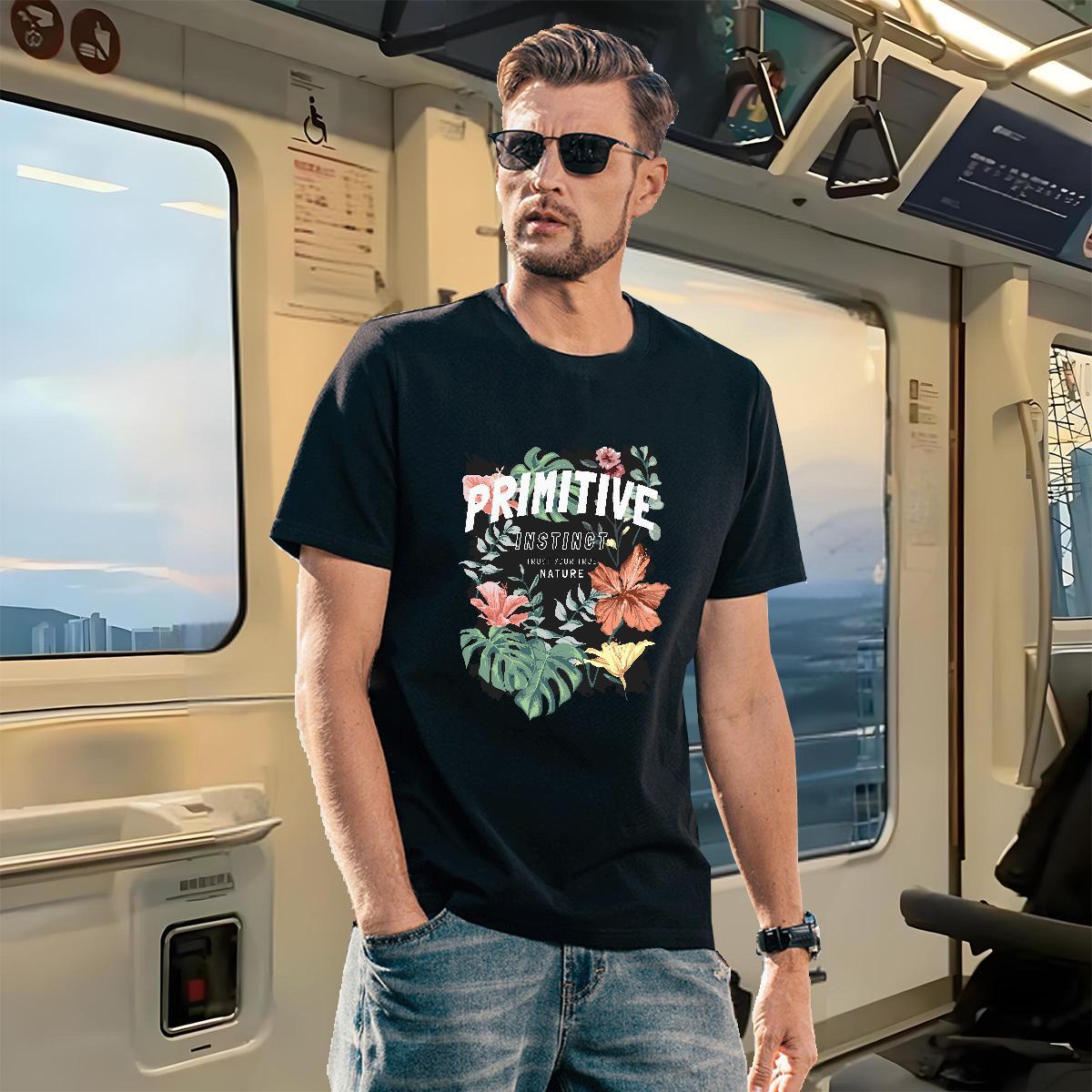 Designer Fashion T-Shirts for Men 100% Cotton 230g flower Casual Wear Breathable Short Sleeve Comfortable Men Tshirts Oversized 4XL