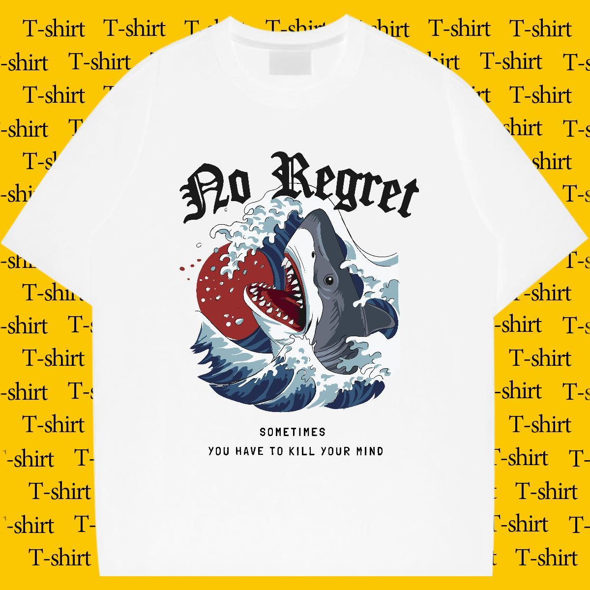 Comfortable Tshirts 230g Cotton Daily Outfit shark Asian Size Breathable Soft Fashion New Man T Shirts Tops Tees