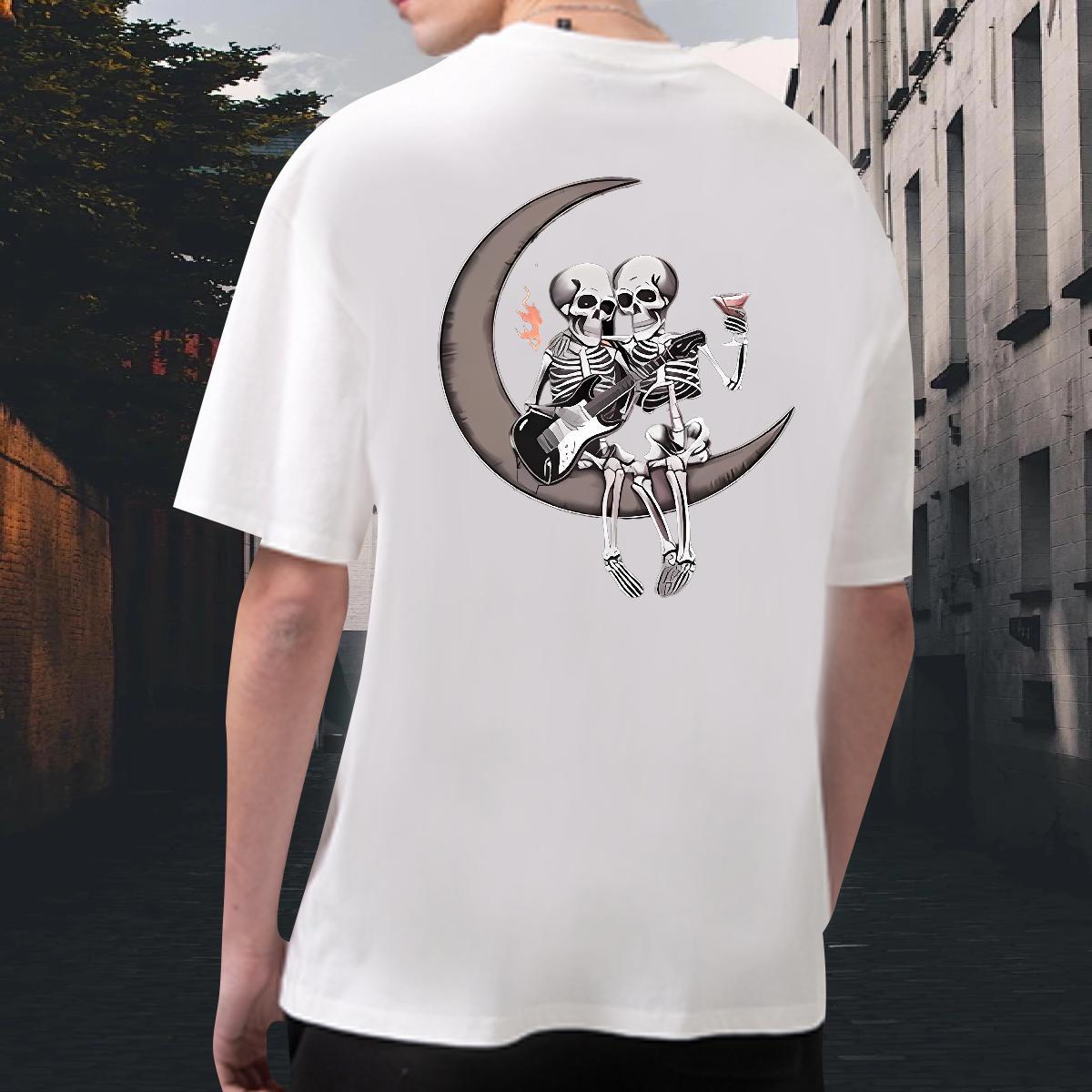 New Designer Mens T Shirts moon Clothings 100% Cotton 230g Street wear Hip Hop Brand DIY Printed O Neck Short Sleeves Men Tees