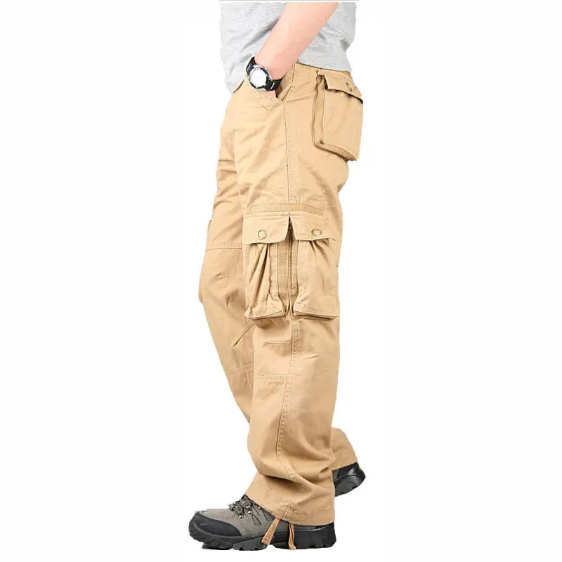 Spring Autumn Cargo Pants Men Multi Pocket Straight Mens Military Trousers Casual Baggy Big Size Tactical 240806