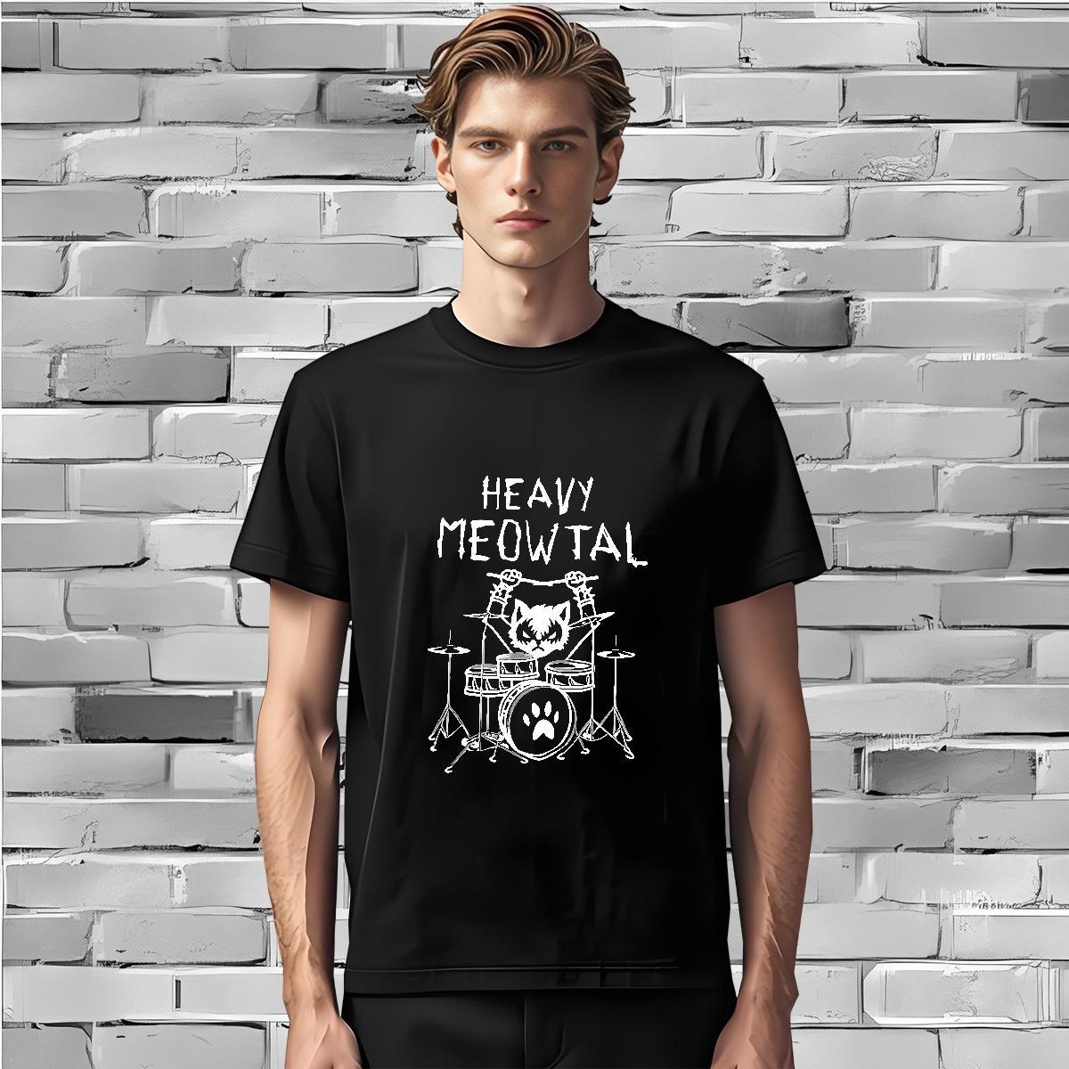 Mens T Shirts 100% Cotton 230g cat Casual Beach Short Sleeve O-Neck Custom Cartoon Men Tops Tees Fashion Soft Tshirts