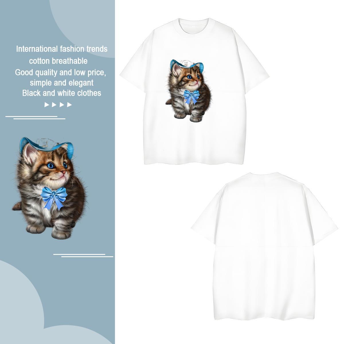 Wholesale Men Clothes T-Shirt 230g Cotton cute T Shirts Men Home Outdoor Breathable Crew Neck Floral Print 2024 Wear