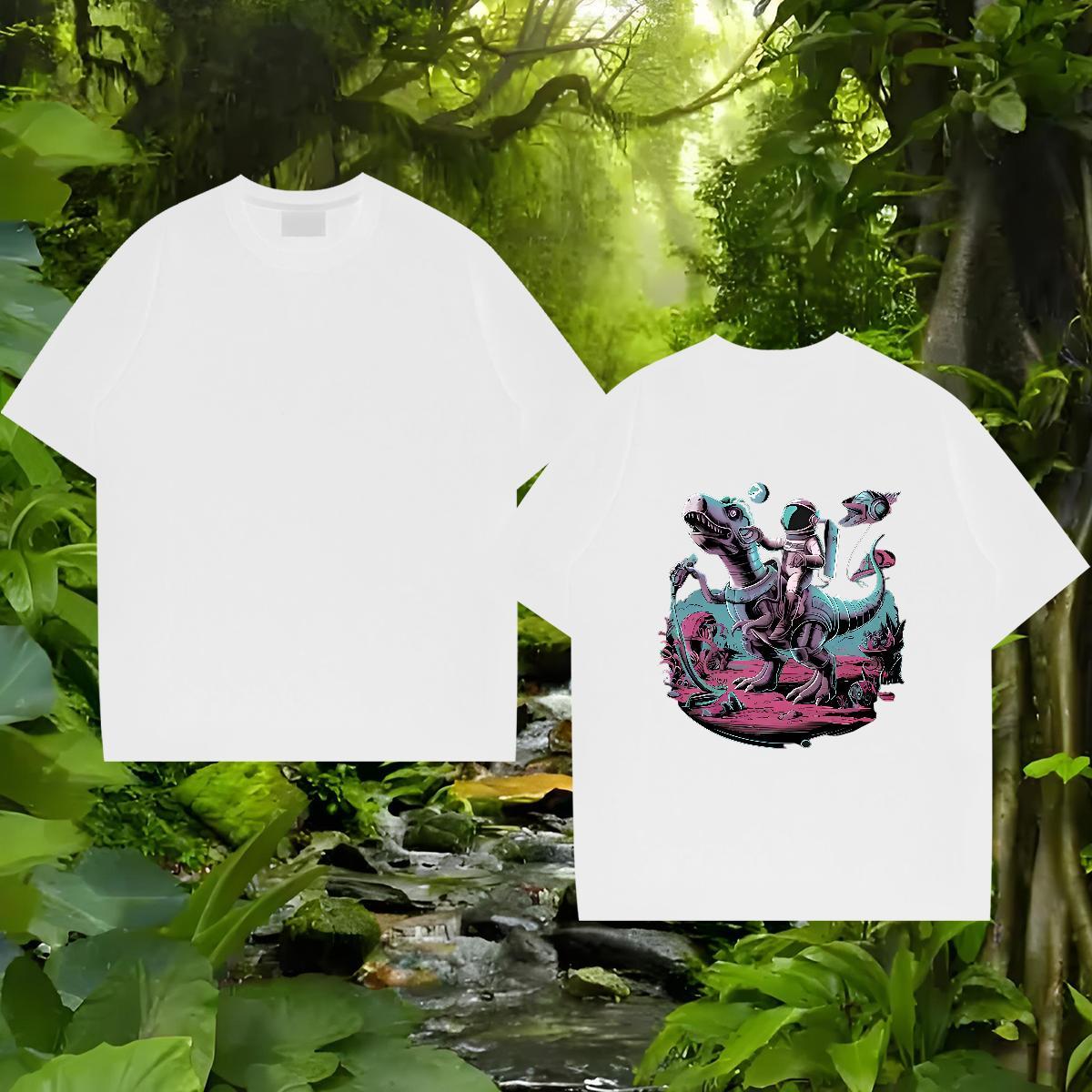 Brand Man T Shirts 230g 100% Cotton dinosaur Street Casual Polos Pure Cotton TOP Quality Men Tops Tees Custom Print Oversized
