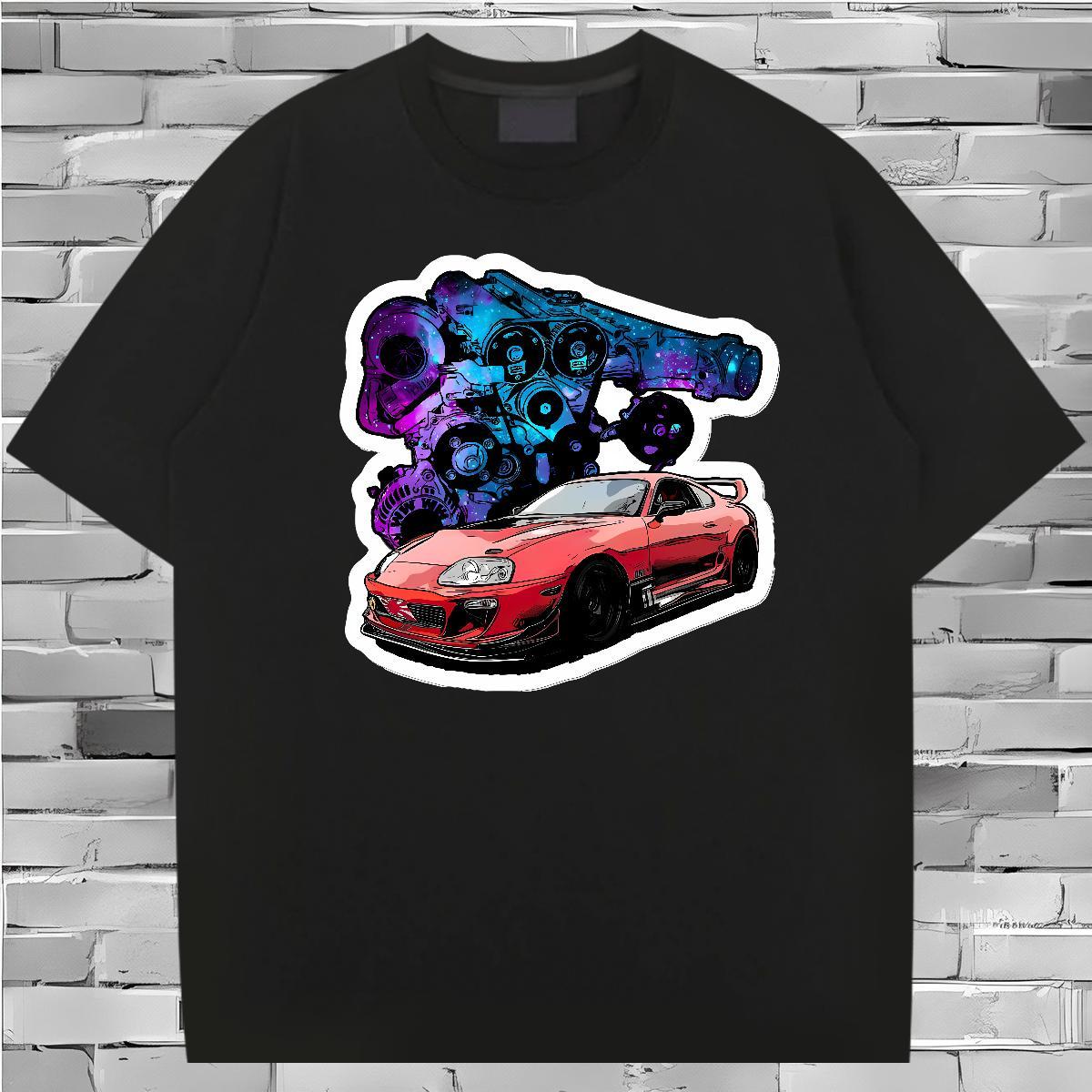 Casual New T Shirt For Man mechanical Tops Tees 100% Cotton 230g Street wear Hip Hop Cool Cartoon Print Breathable Tshirt for Man Woman