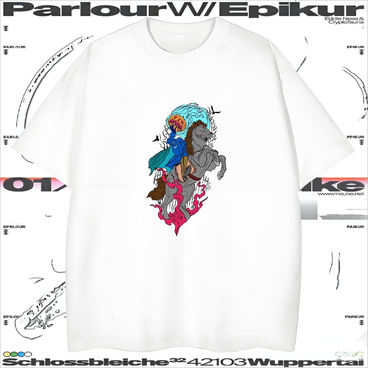 Fashion New T Shirts Men 230g Pure Cotton horse Daily Wear Tops Shirt O Neck Short Sleeves Cool Men Clothes T-Shirt Skull