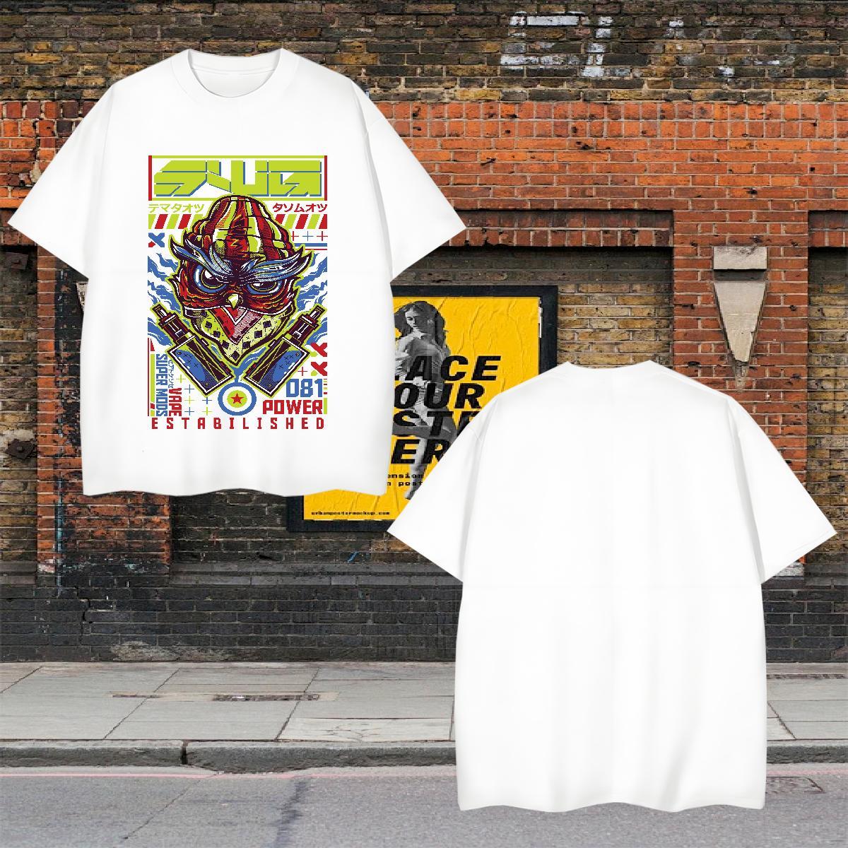 DIY T-Shirts 230g 100% Cotton Owl Hip Hop Street Wear Short Sleeve O-Neck Brand Men Tees DIY Printed