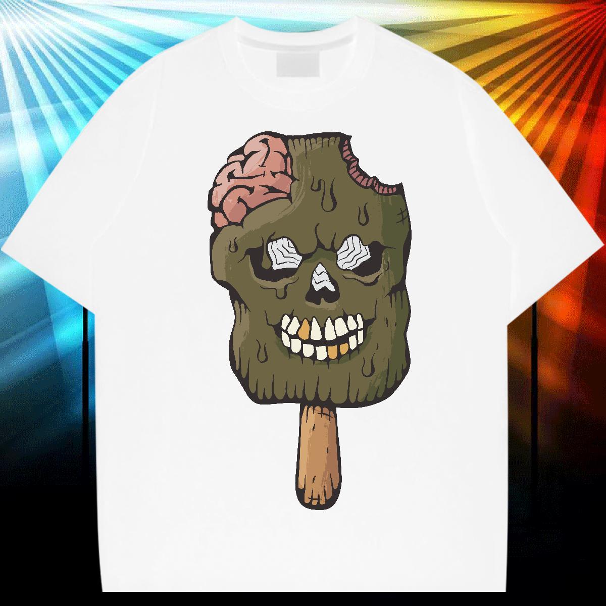 Classic Men T Shirts 230g 100% Cotton monster Hip Hop Street Clothings Round Neck Short Sleeve Free Shipping Men Tees Custom Print Plus Size