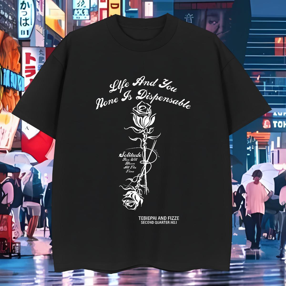 Men T Shirts 230g Pure Cotton flower Outdoor Crew Neck White Plus Size Couples T Shirts 2024 Summer Loose Fit Polos