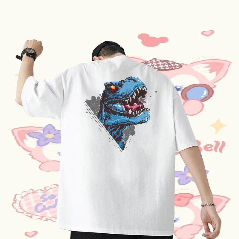 Customized T-Shirts for Men 230g Cotton dinosaur Daily Wear Tops Breathable Soft Designer Men Tees DIY