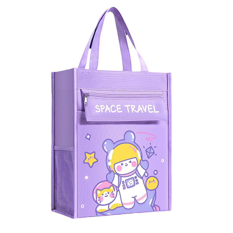 Student Tutoring Bag Large Capacity Handheld Cartoon Carrying Book Bag Canvas Bag Tutoring Class Document Paper Storage Bag Wholesale
