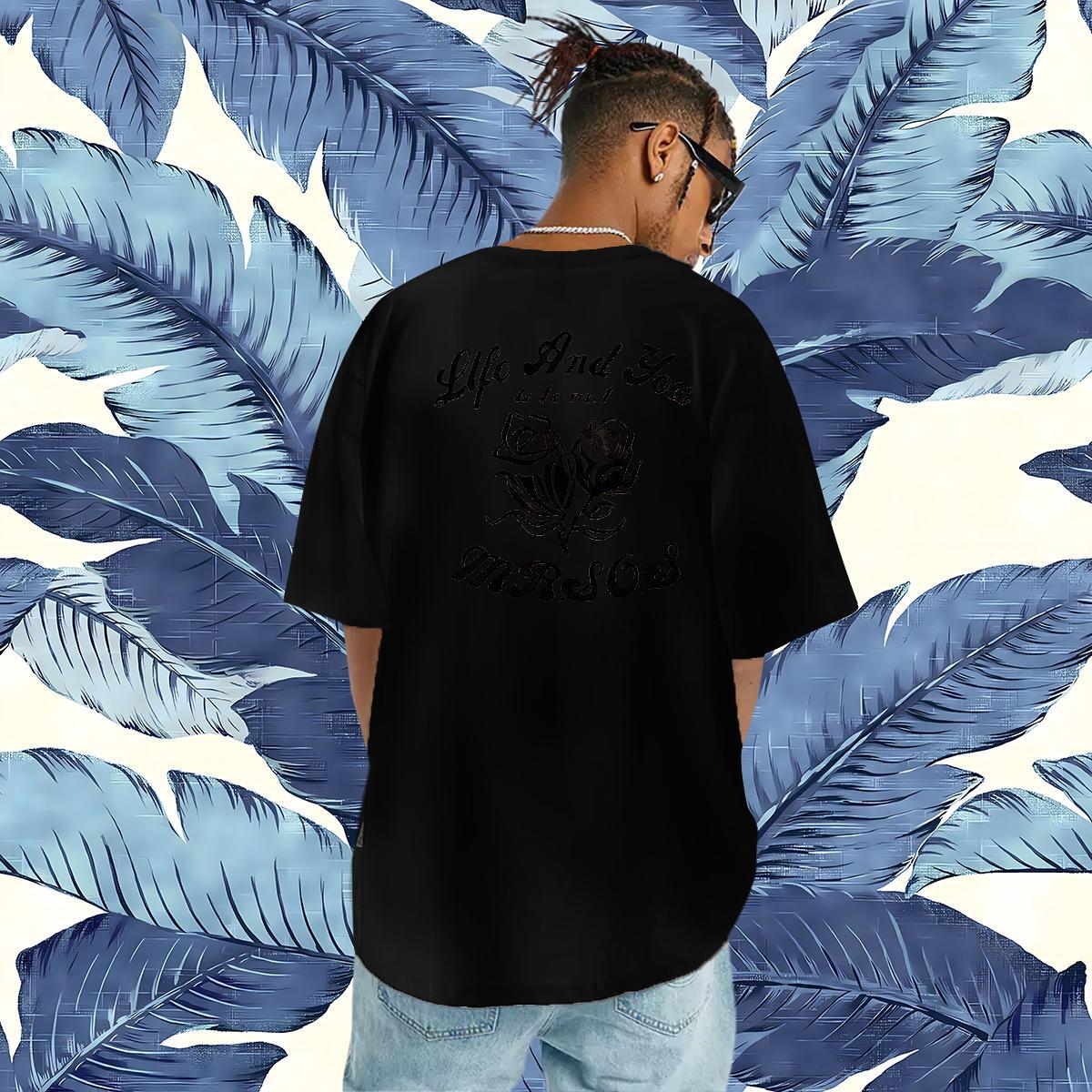 Fashion Mens T Shirts 230g Cotton ROSE Daily Outfit Wear Crew Neck Breathable TOP Quality Men Tops Tees White Plus Size