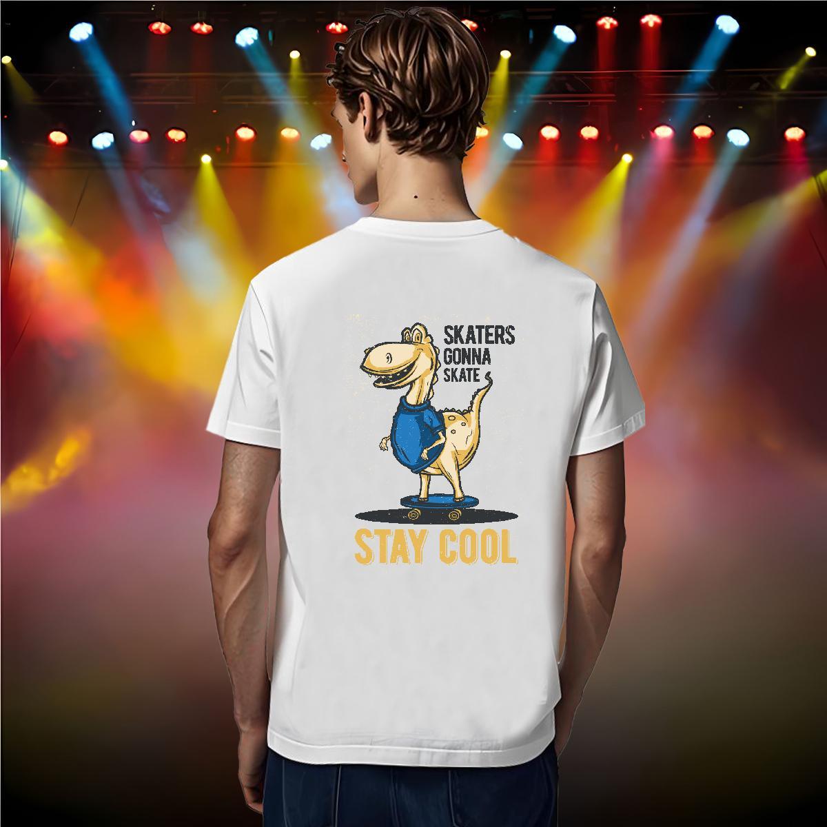 Casual New T Shirts Men 100% Cotton 230g dinosaur Street Wear Tee Shirt Breathable Crew Neck Free Shipping Men Tops Tees Oversized 3XL 4XL