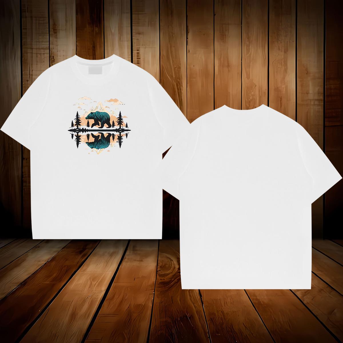 Fashion Casual Mens T Shirts 100% Cotton 230g bear Street Tees Crew Neck Breathable High Quality Men Clothes T-Shirt Black Oversized