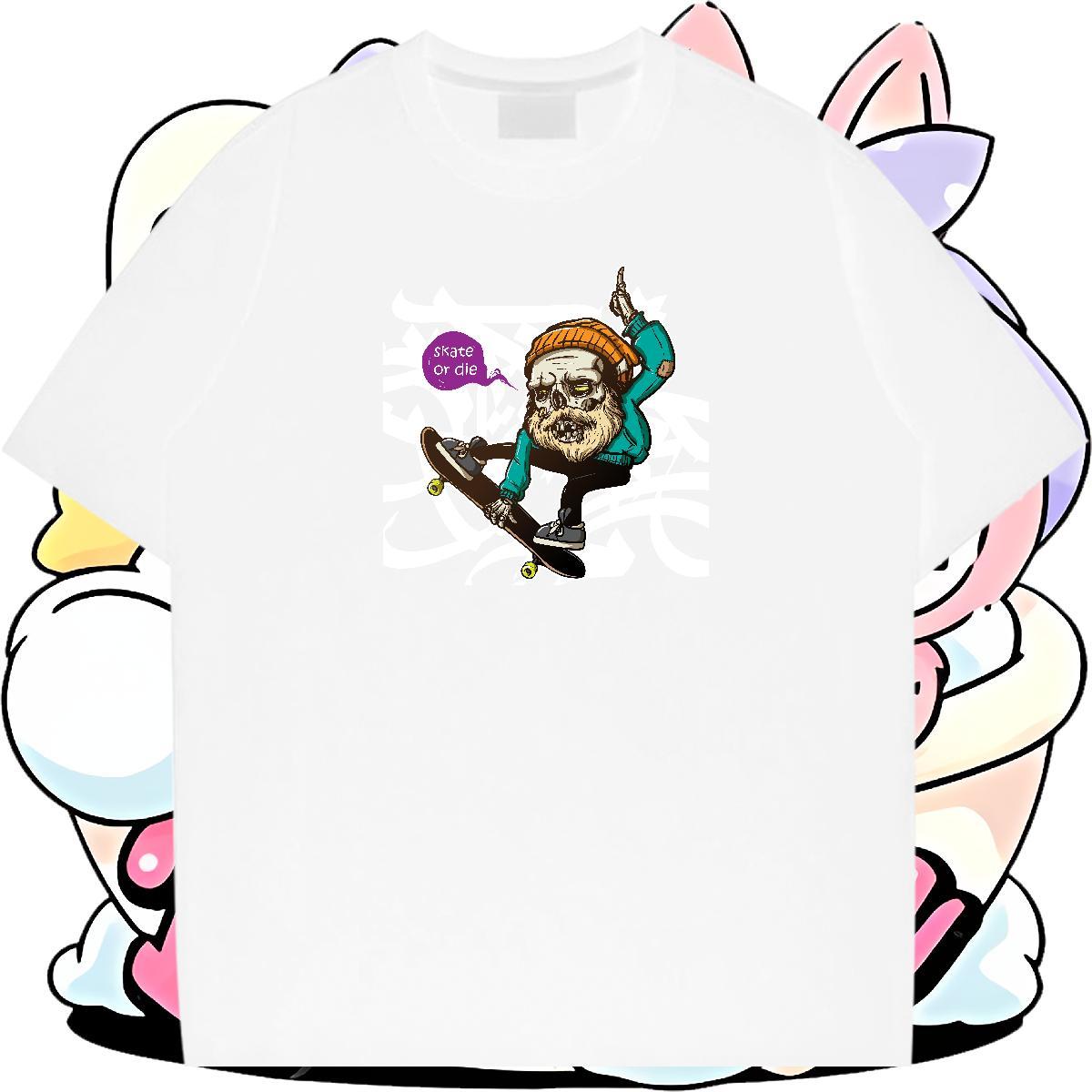 Soft Mens Tshirts 100% Cotton 230g Summer Casual skateboarding Cartoon Printing L-4XL Short Sleeve O-Neck DIY Customized T-Shirts Clothes