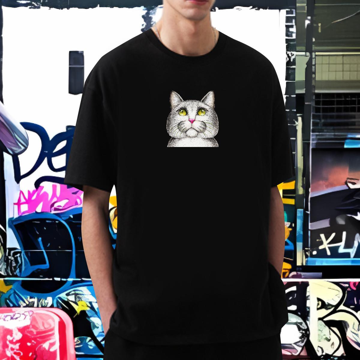 T-Shirts for Men 230g Pure Cotton cat Home Outdoor Breathable DIY Anime Mens Tshirts Factory Direct Comfortable Top Tees