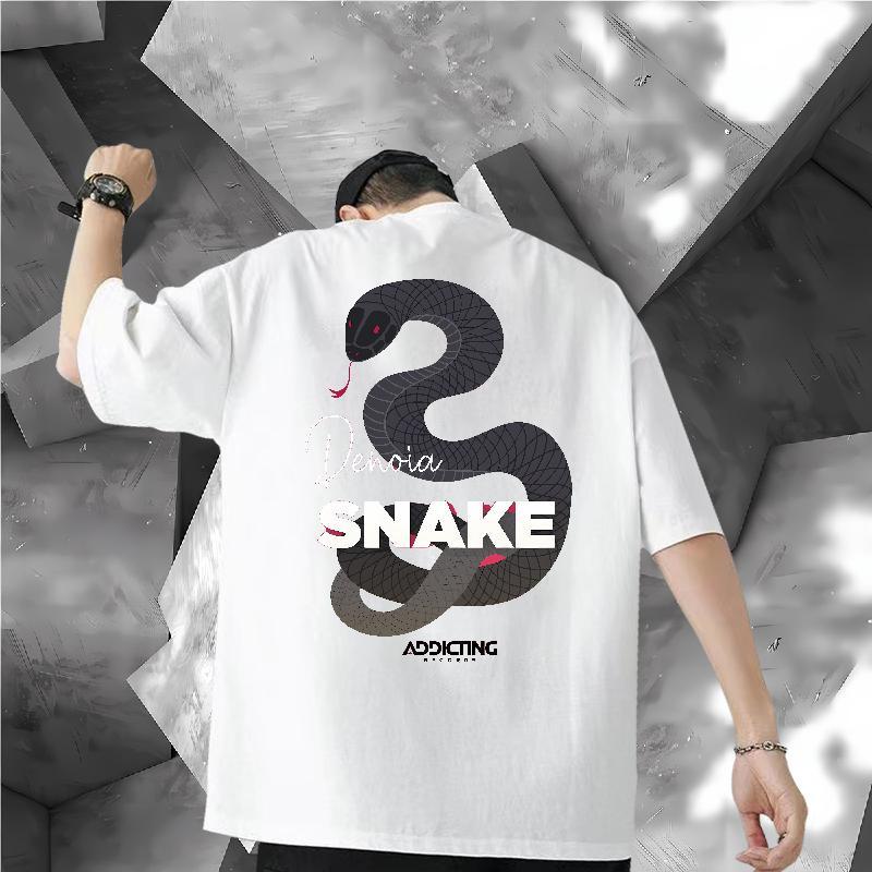 2024 Summer Man T Shirts 230g Pure Cotton snake Street wear Hip Hop Clothes Short Sleeve Soft TOP Quality Couples T Shirts Customized