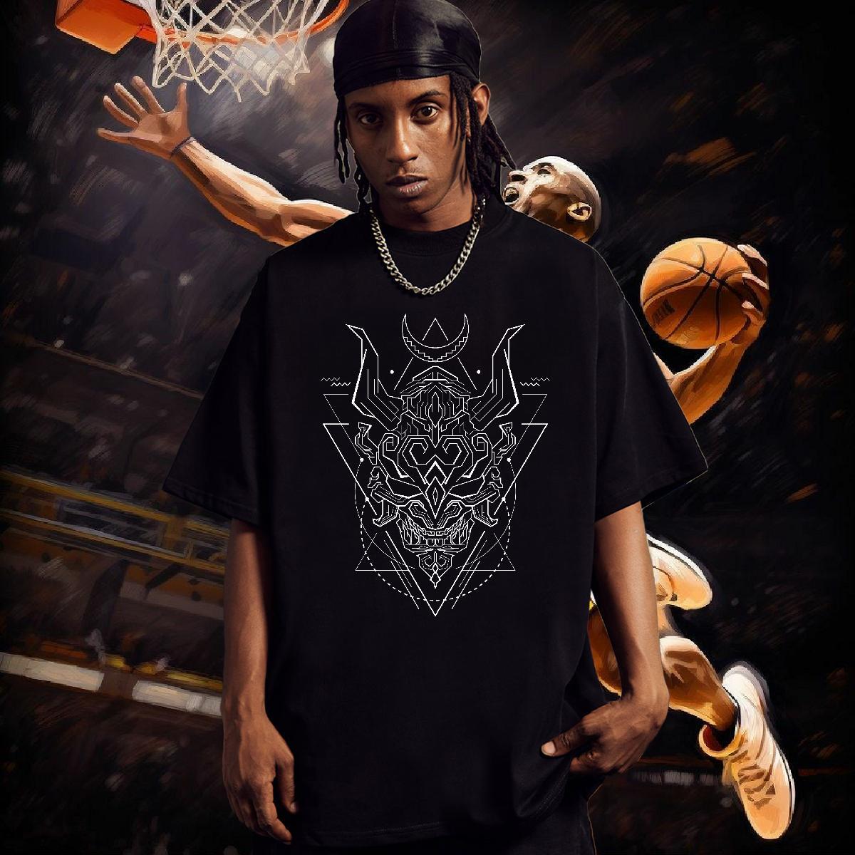 Man T Shirts 230g Cotton Geometric line Beach Crew Neck DIY Men Clothes T-Shirt New Arrival Cool Design Wear