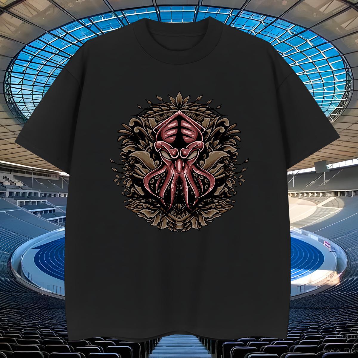Unisex Men Clothes T-Shirt 230g Cotton octopus Man T Shirts Casual Daily Wear Crew Neck Customized Print Designer Fashion Top Tees