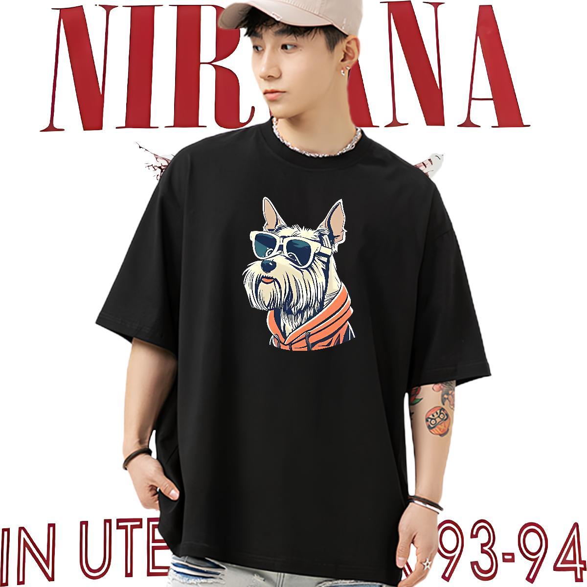 Factory Direct Man T Shirts 100% Cotton 230g dog Street wear Hip Hop Clothes Breathable Loose Fit Men Tops Tees DIY