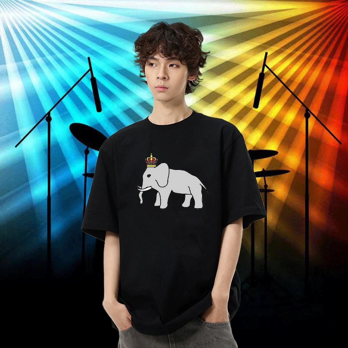 Fashion Design T Shirts Men 230g 100% Cotton elephant Street Wear Tees Breathable Soft Popular Men Tees Cartoon Print