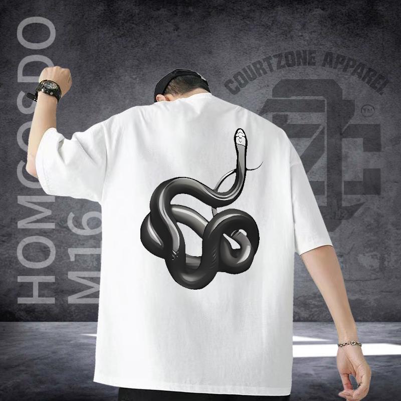Wholesale Mens T Shirts 100% Cotton 230g snake Beach Wear Short Sleeve O-Neck Classic Men Clothes T-Shirt Oversized