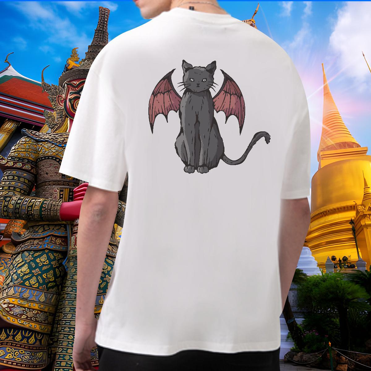 Cool Design Men Tees 230g Cotton cat Mens T Shirts Beach Breathable Plus Size Cartoon Factory Direct Tees Shirts