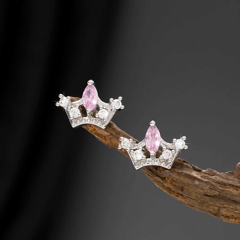 New Fashion Exquisite Pink Zircon Womens Earrings Retro Style Elegant Trend 2024 Crown Accessories Party Gifts Girls Jewelry W240803