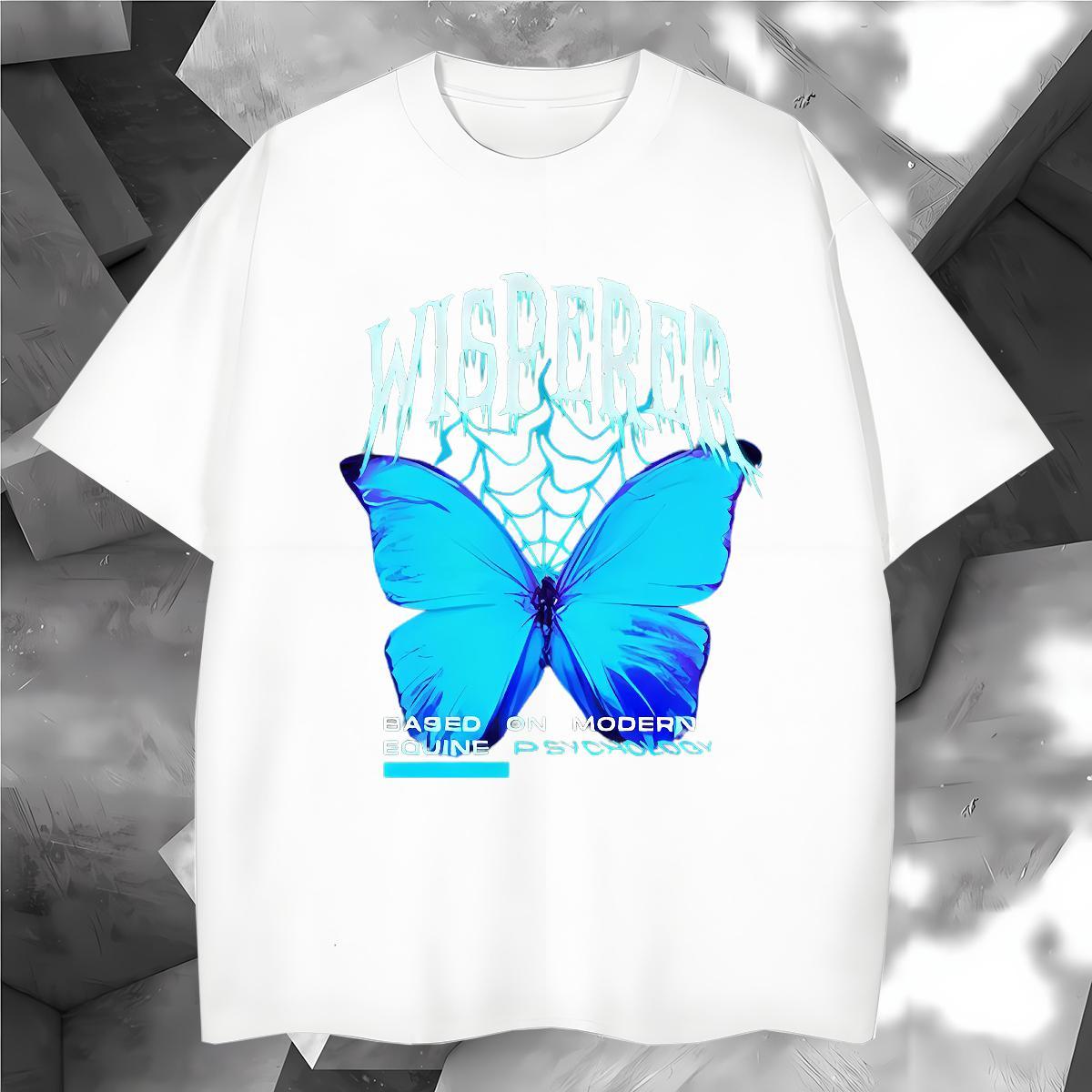 Men T Shirts 100% Cotton 230g Butterfly Street wear Hip Hop Breathable Short Sleeve Asian Size Men Tees Factory Direct High Quality Tops