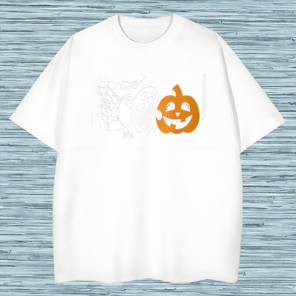 Popular Tshirt for Man Woman 230g Cotton pumpkin T Shirt For Man Daily Outfit Short Sleeve Soft Anime Print 2024 Summer Tees Shirts