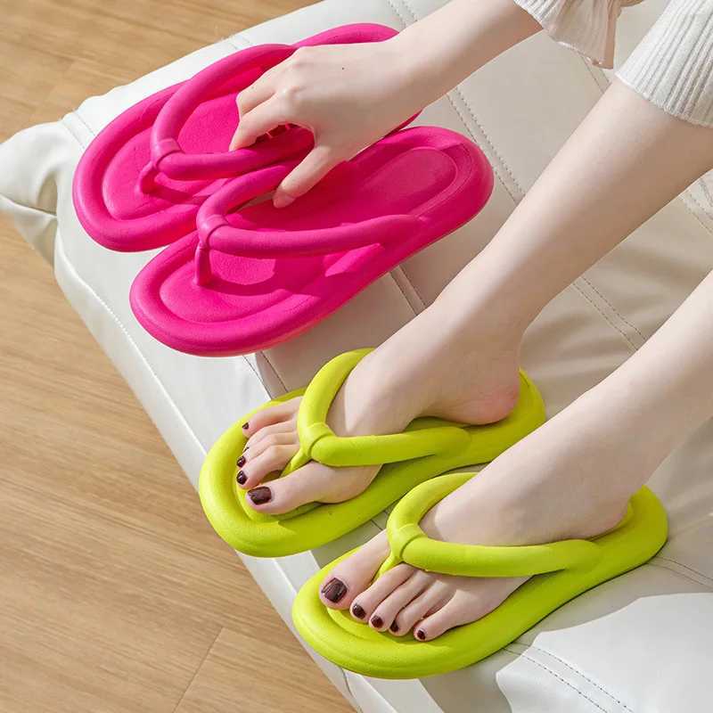 New summer candy color flip up womens cute soft sole Eva beach slider fashion sandals home bathroom anti slip shoes slider W250414