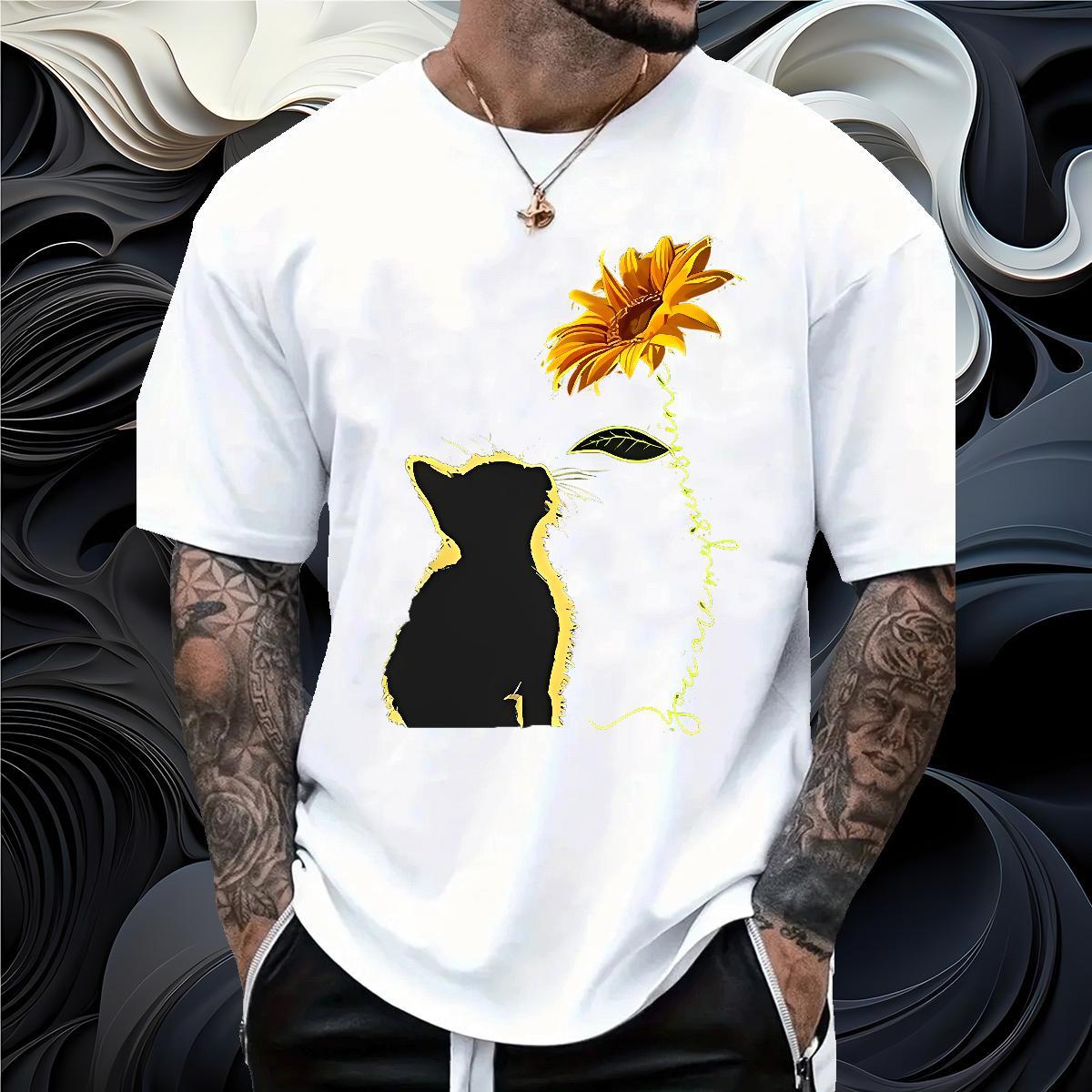 Designer Fashion Men T Shirts 100% Cotton 230g cat Street wear Hip Hop Clothes Crew Neck Wholesale Men Tees Oversized 3XL 4XL