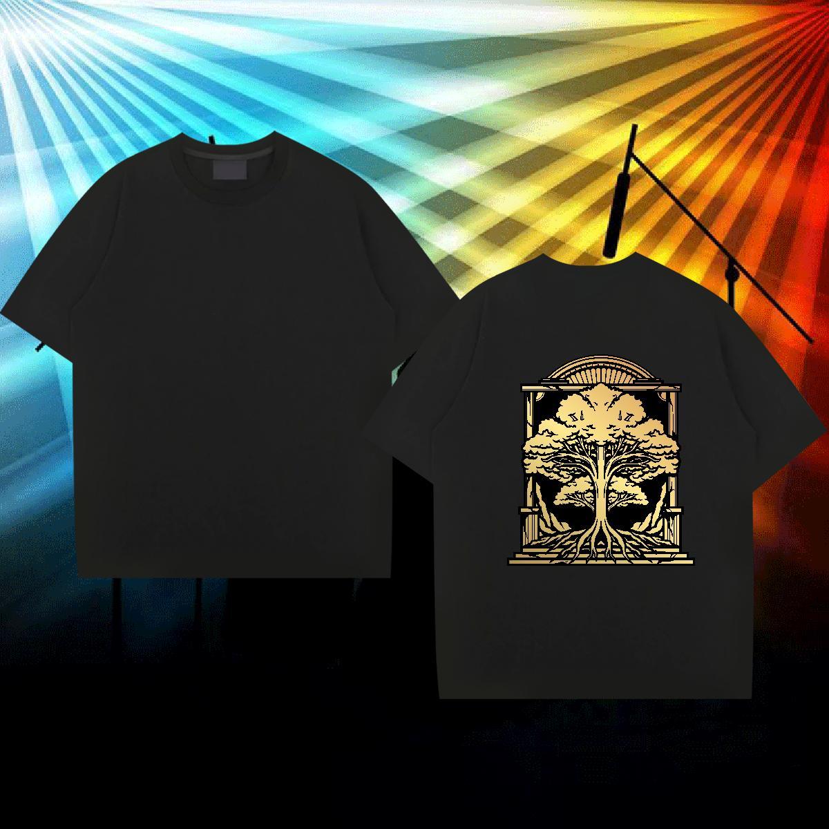 2024 Summer T-Shirts for Men 230g Cotton tree Home Outdoor Clothings Crew Neck Breathable Loose Fit Men Tshirts Customized