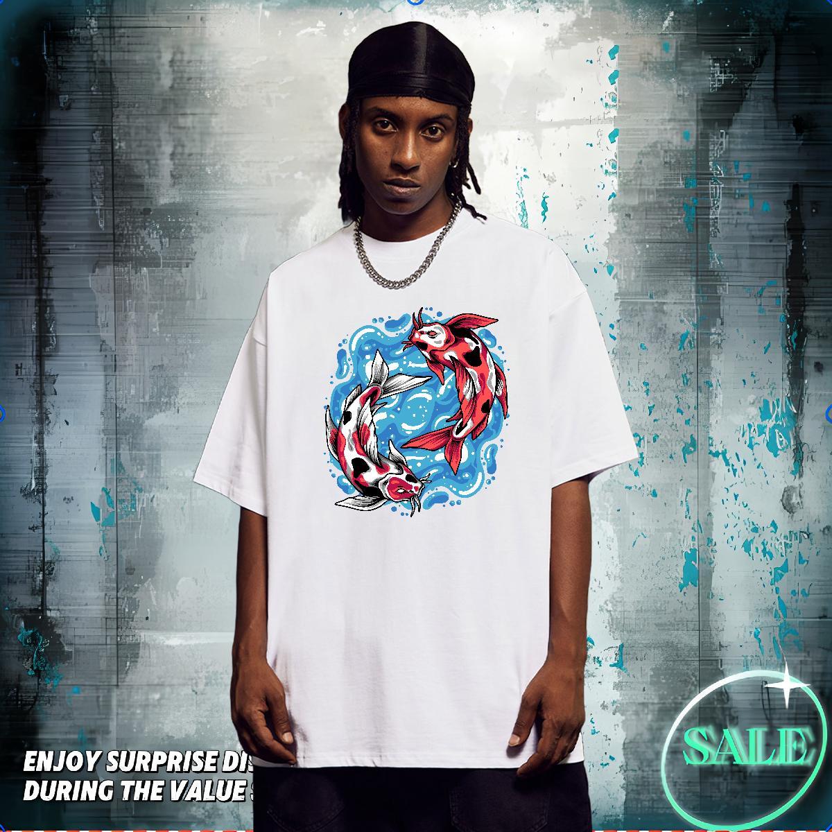 T shirt 230g 100% Cotton Street Wear Breathable Crew Neck Cartoon Print Men Tshirts 2024 Cool Design Tee Shirt