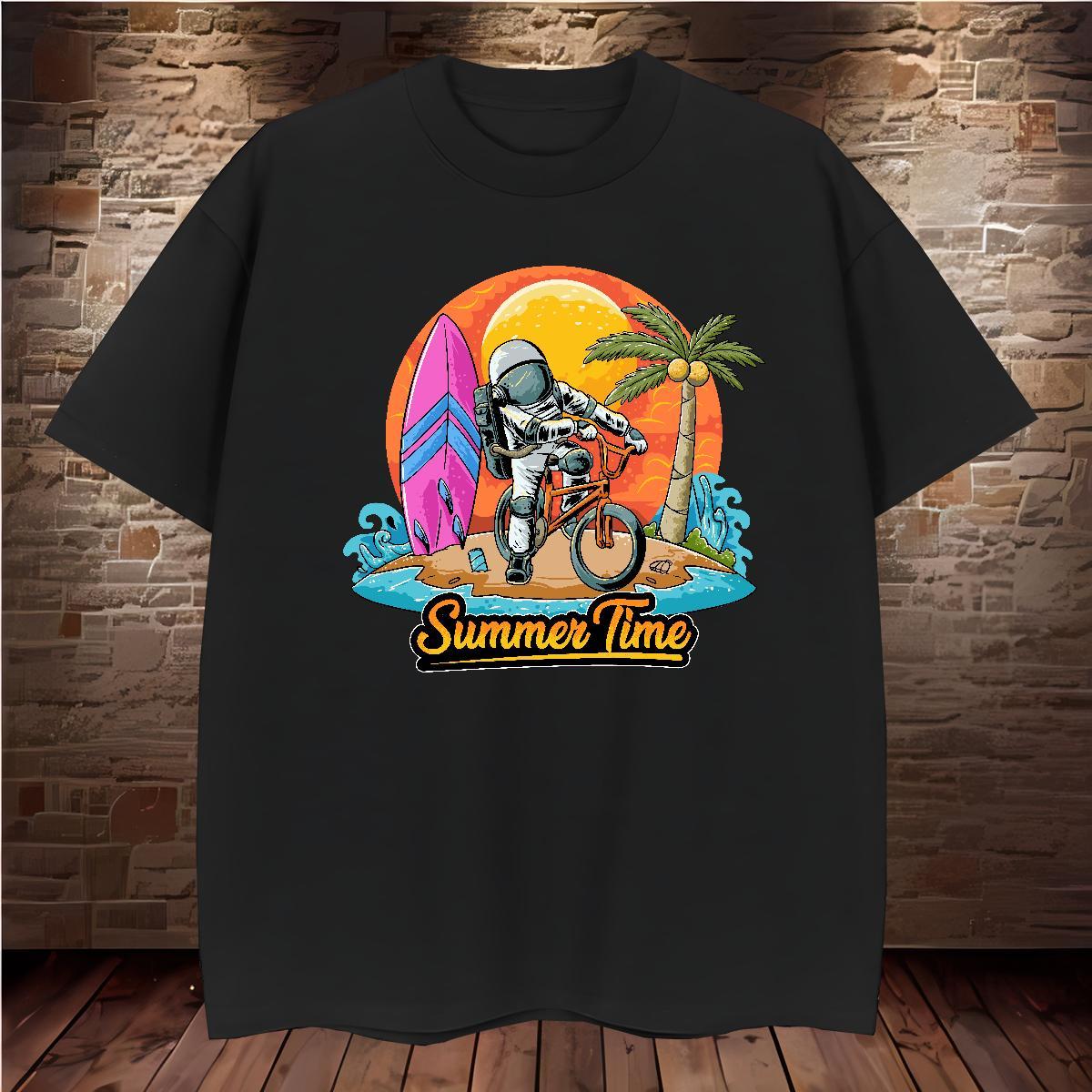 Man T Shirts 100% Cotton 230g universe Casual Daily Wear O-Neck Short Sleeve Oversized Men Tops Tees Designer Classic Tshirts