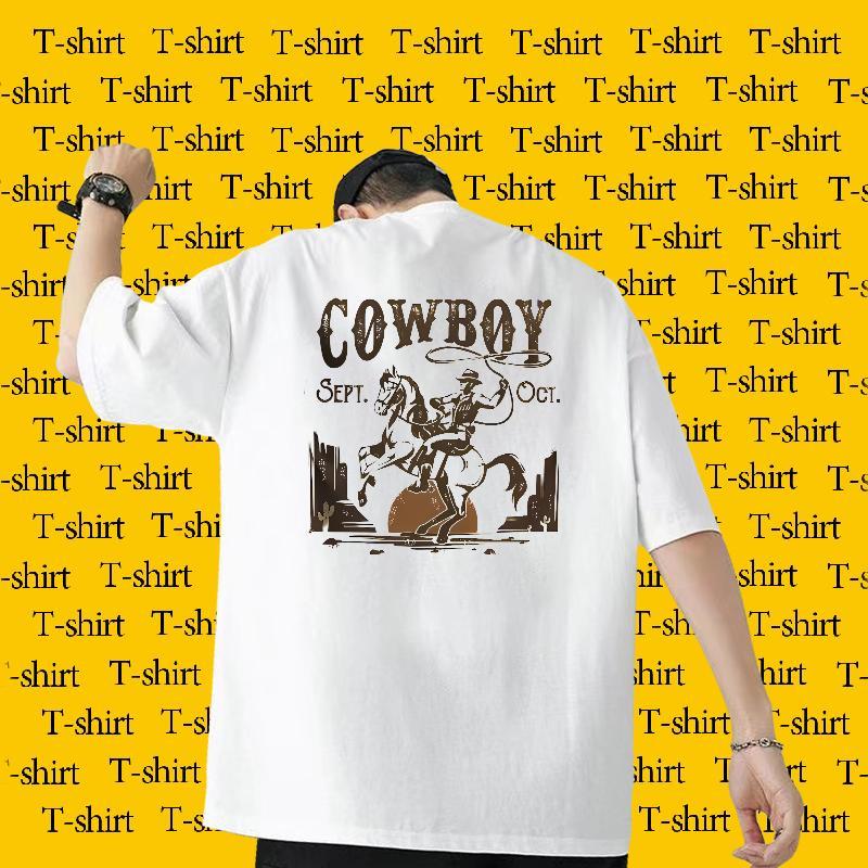 Wholesale Men T Shirts 230g Pure Cotton horse Street Wear Clothes Breathable Short Sleeve Cool Men Tees Skull