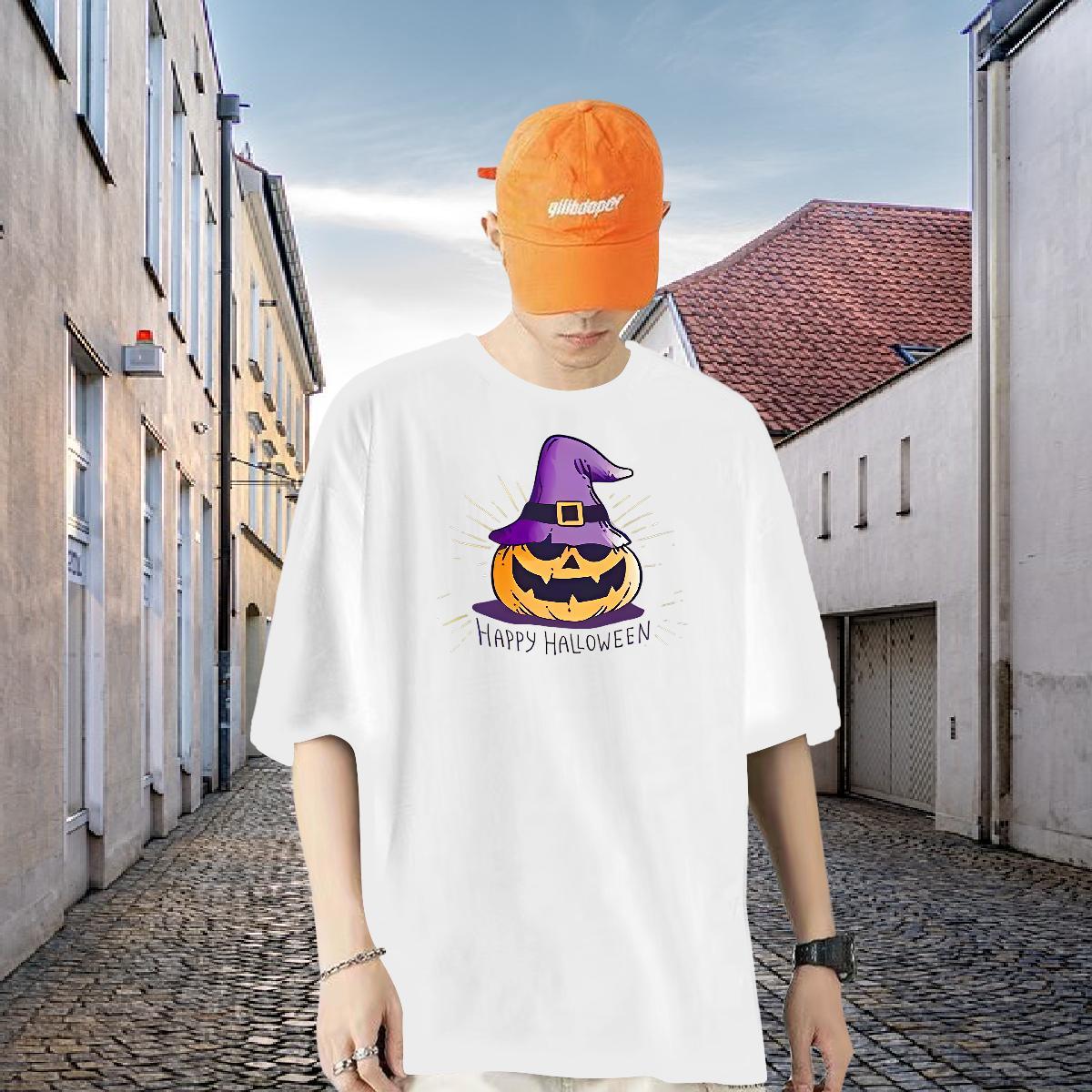 2024 Designer Men T Shirts 230g 100% Cotton halloween High Street Hip Hop Top Tees Pure Cotton Loose Fit Couples T Shirts Anime